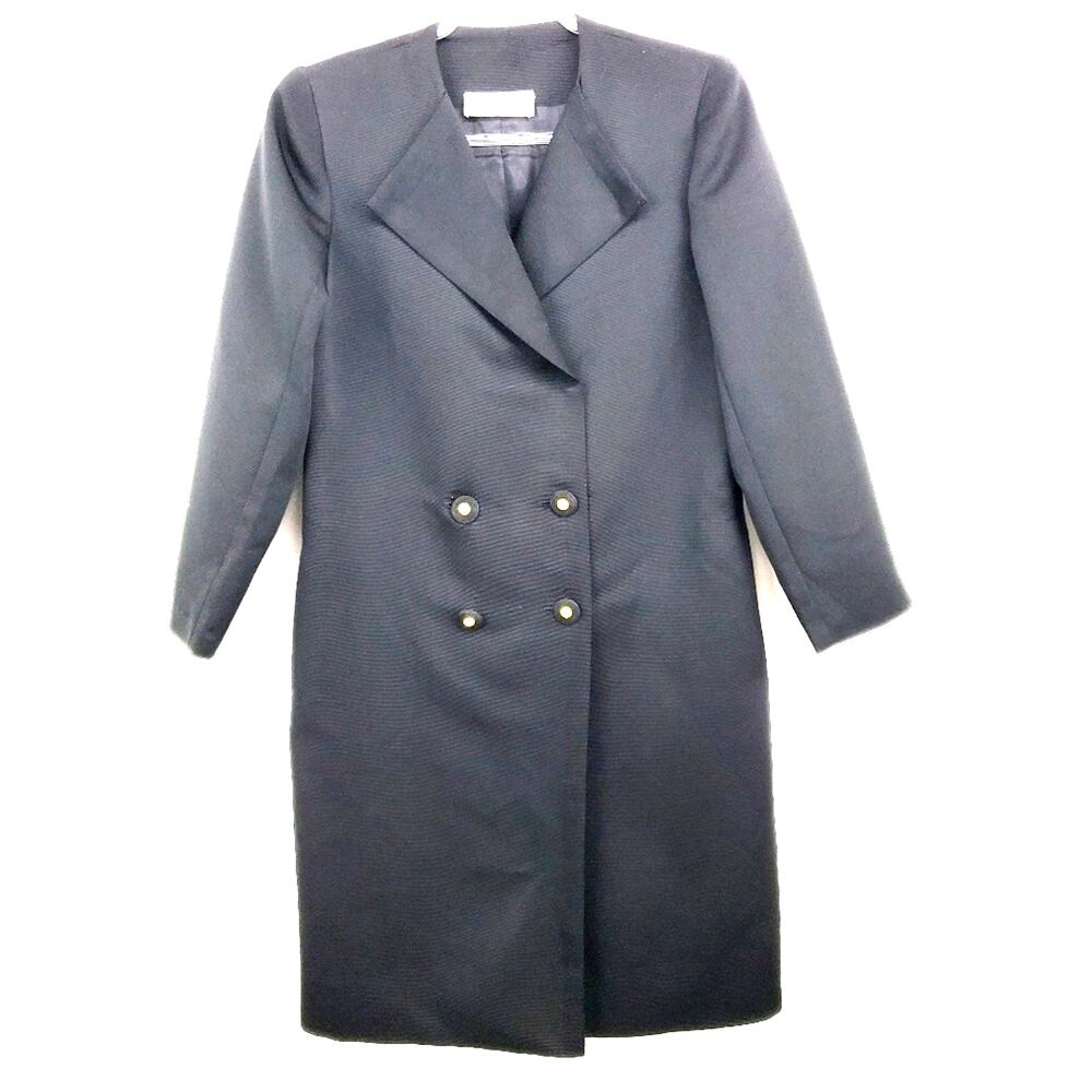 Vintage Nipon Boutique Black‎ Double Breasted Coat Dress Size Medium Classic